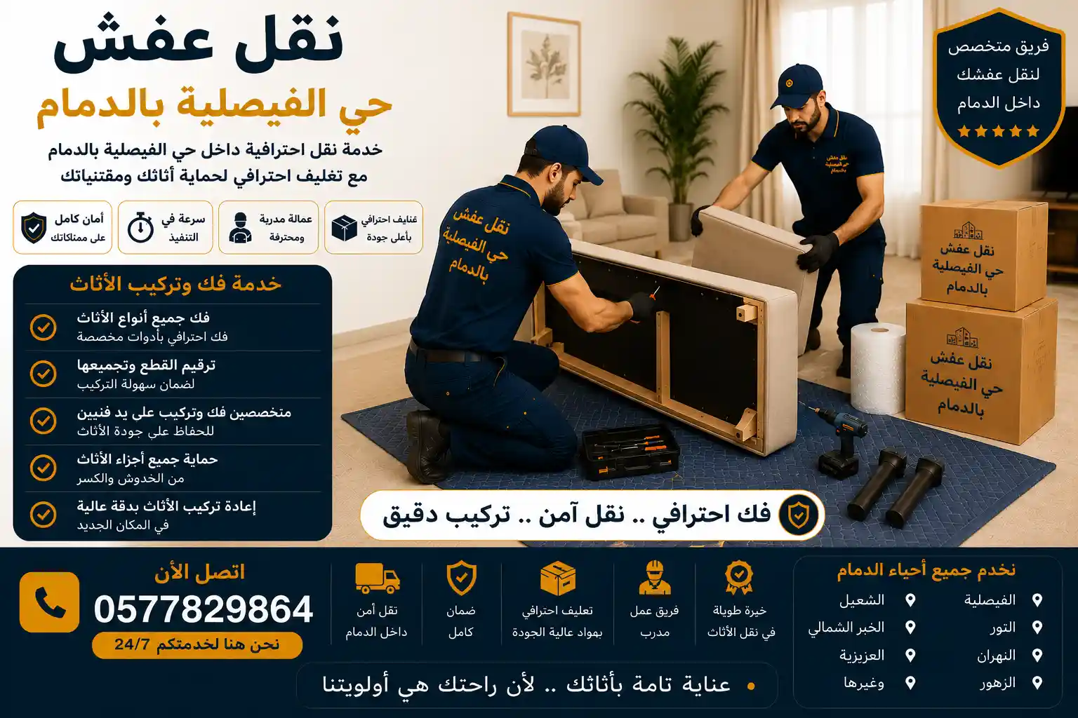 فني وصل يقوم بفك الأثاث في حي الفيصلية الدمام