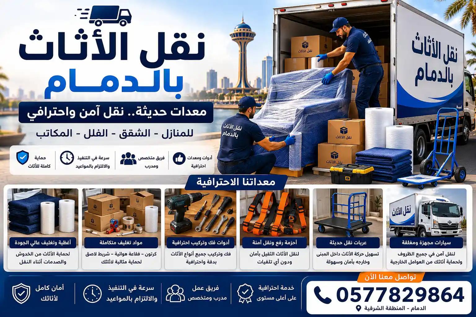 معدات وأدوات نقل الأثاث الحديثة المستخدمة في الدمام