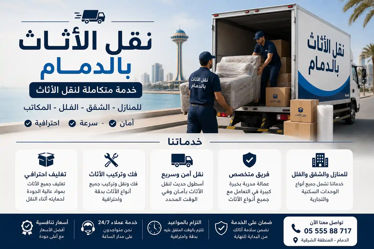 خدمة نقل أثاث بالدمام للمنازل والشقق والفلل من وصل لنقل العفش